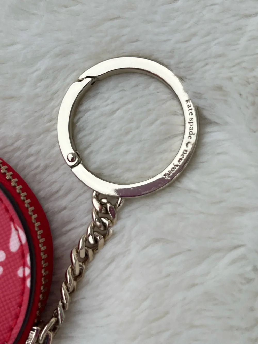 NWOT Kate Spade red and light pink heart coin pouch key fob/coin purse - Picture 6 of 10